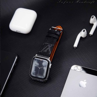 [1 Tháng Bảo Hành] Dây Apple Watch Thời Trang - Khâu Chỉ Thủ Công  - Mẫu LV Đen