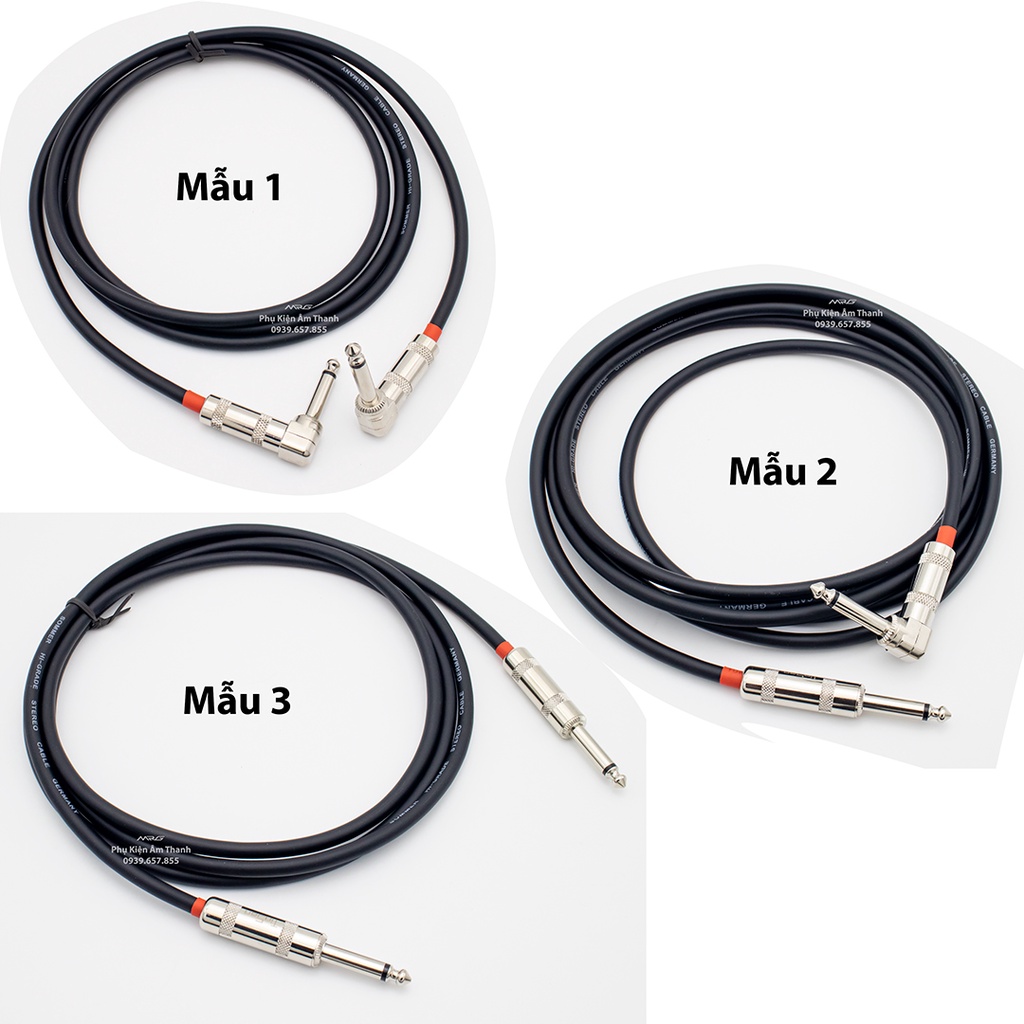 Dây Jack 6Ly 2 Đầu Cong, dài 0.5met, 1met, 3met, 5met, 8met, 10met. TS 1/4inch 6.35mm MrG.