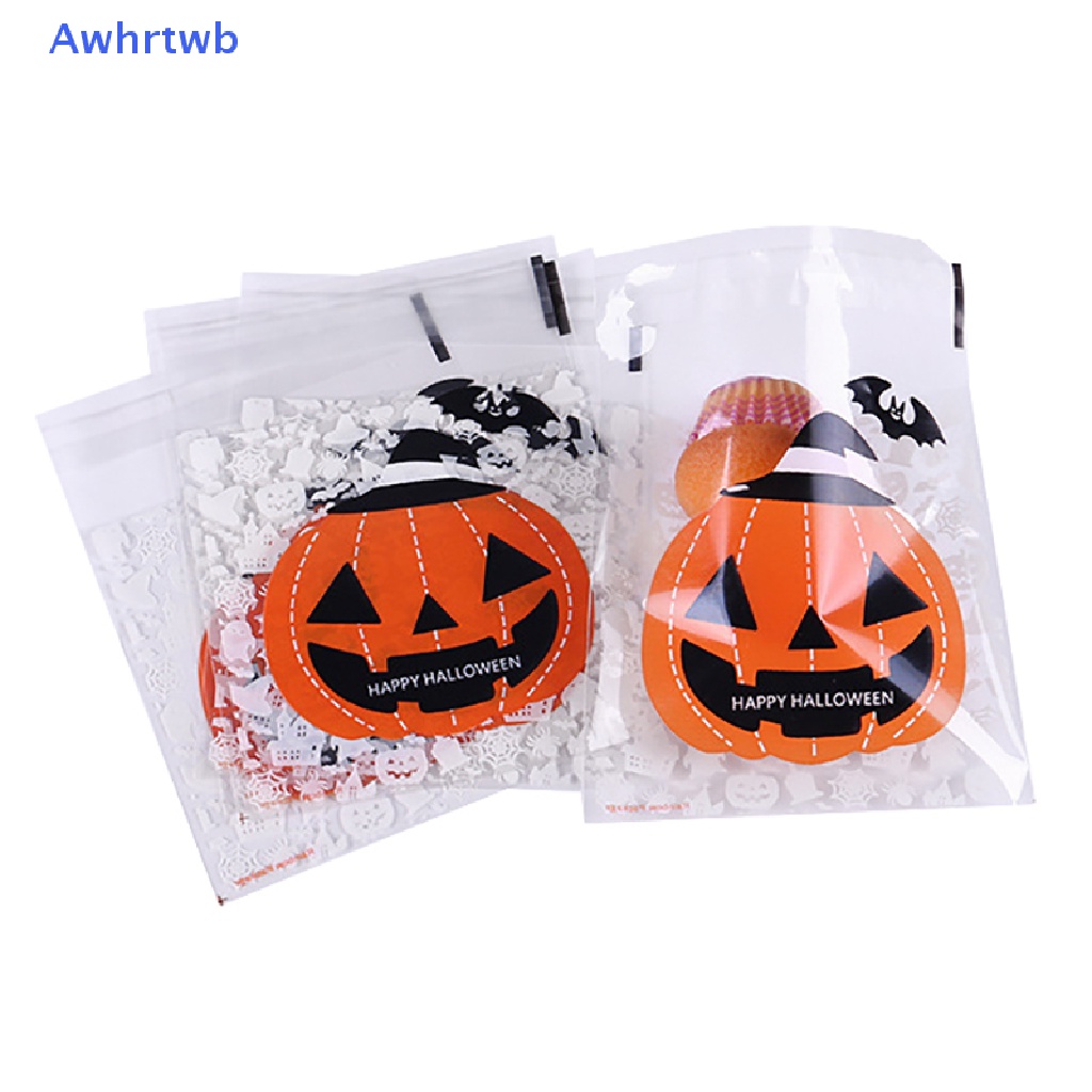 Bộ 50 Túi Đựng Kẹo / Bánh Quy Phong Cách Halloween Mới