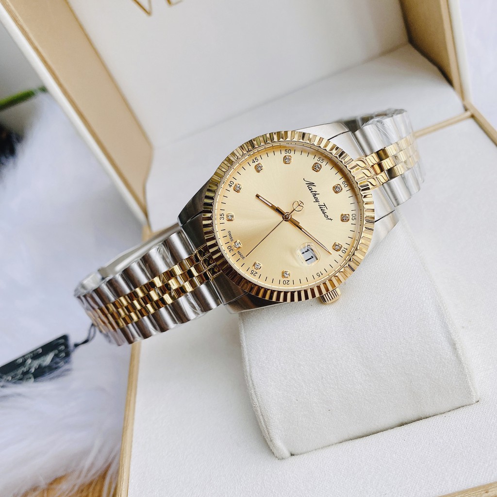 Đồng hồ nam chính hãng Mathey Tissot Rolly II Crystal Gold Dial H710BDI - Máy Quartz pin - Kính cứng cường lực