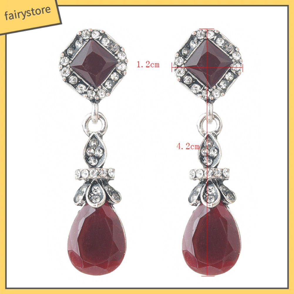 Khuyên tai dài đính đá phong cách cổ điển thanh lịch dành cho nữ