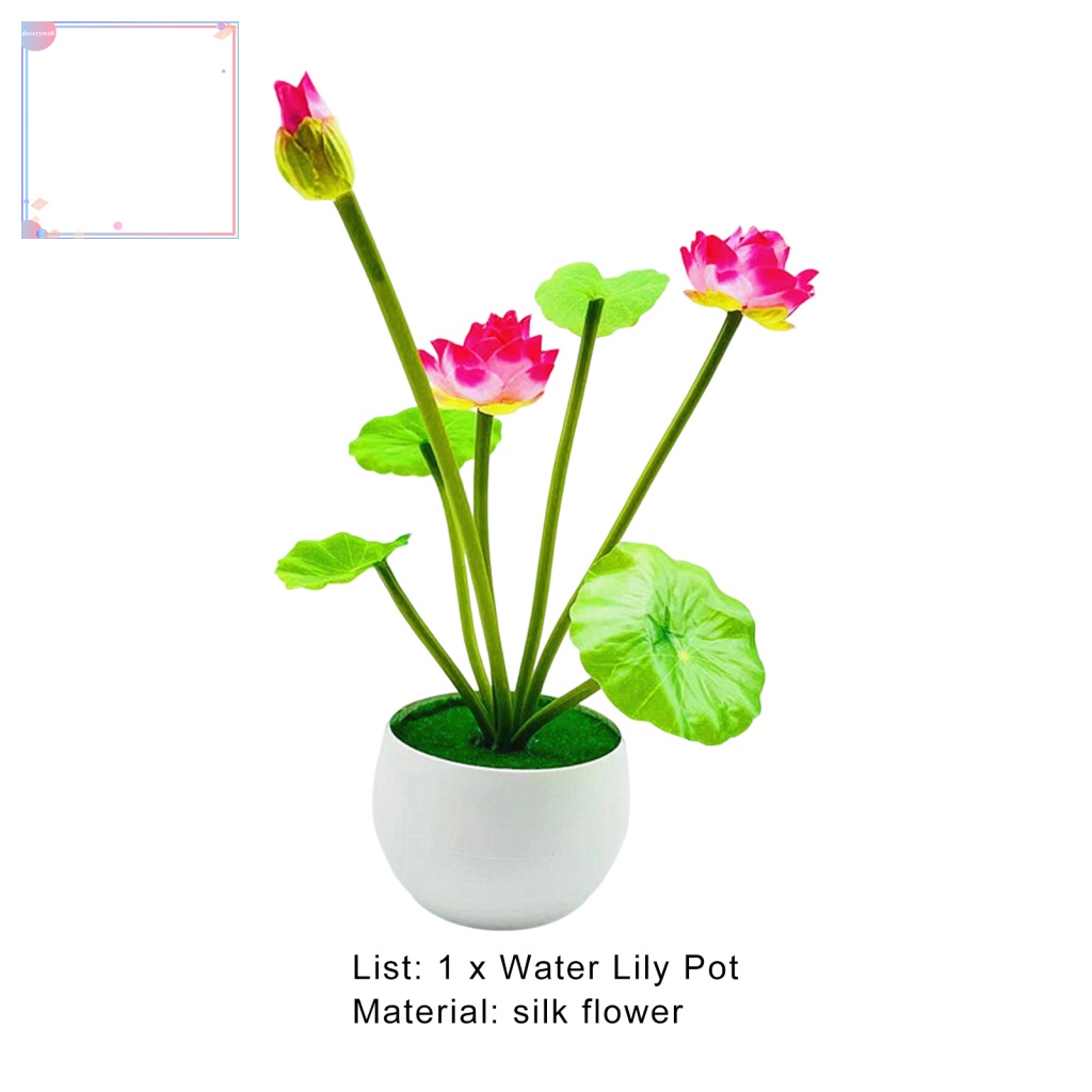 Chậu Hoa Sen Nhân Tạo Màu Sắc Tươi Sáng Dùng Trang Trí Nhà Cửa