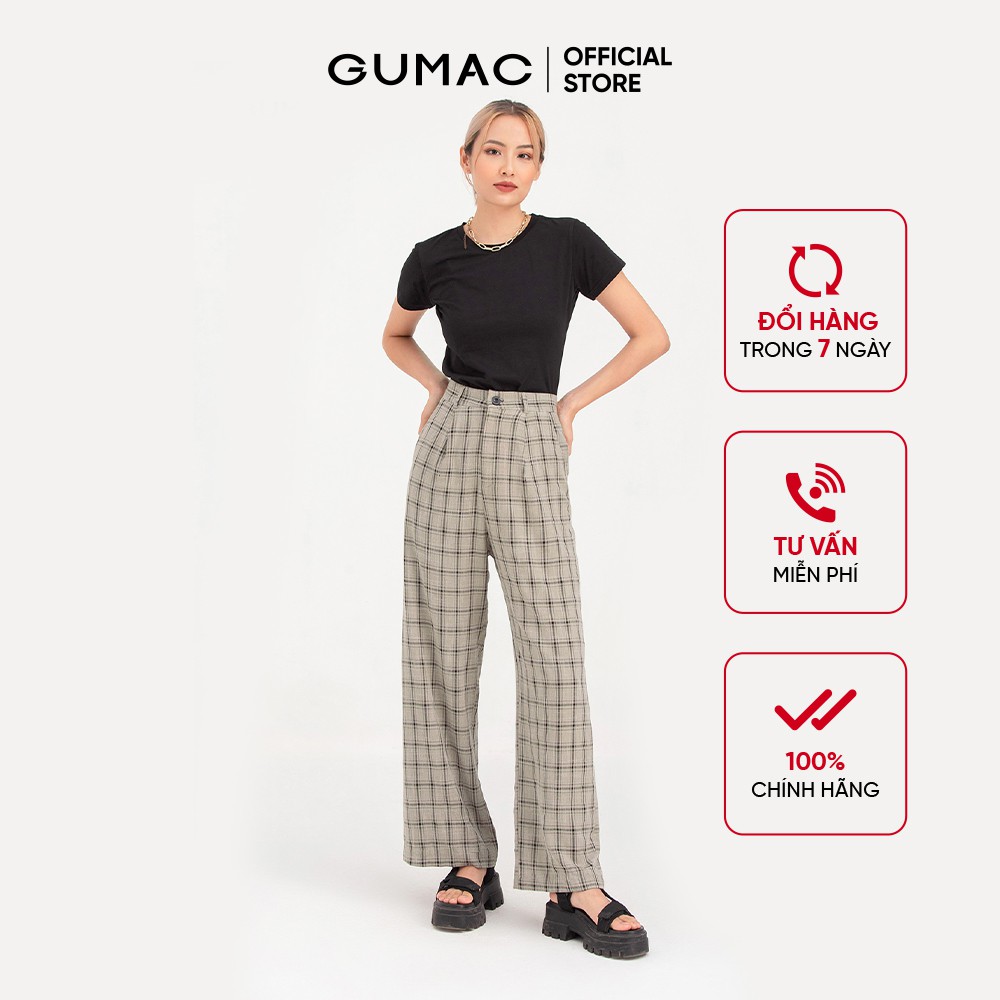 Quần ống rộng QB7102 GUMAC caro trẻ trung cá tính