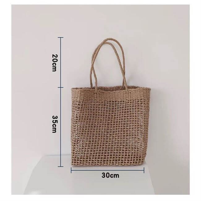 Túi cói đan thưa ô vuông xuất Hàn