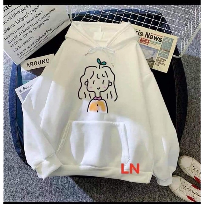 Áo hoodie 3D cô gái mầm cây LN11
