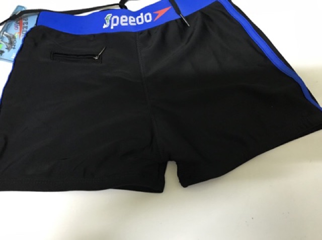 Quần Bơi Nam Speedo Đen Phối Xanh Đỏ Có Túi Nhỏ Đựng Chìa Khóa - Nhiều Màu