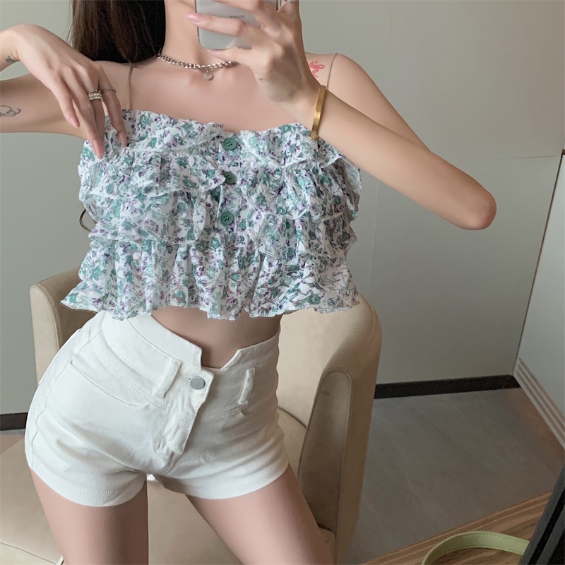 Áo Hai Dây Họa Tiết Hoa Quyến Rũ Thời Trang Mùa Hè Cho Nữ