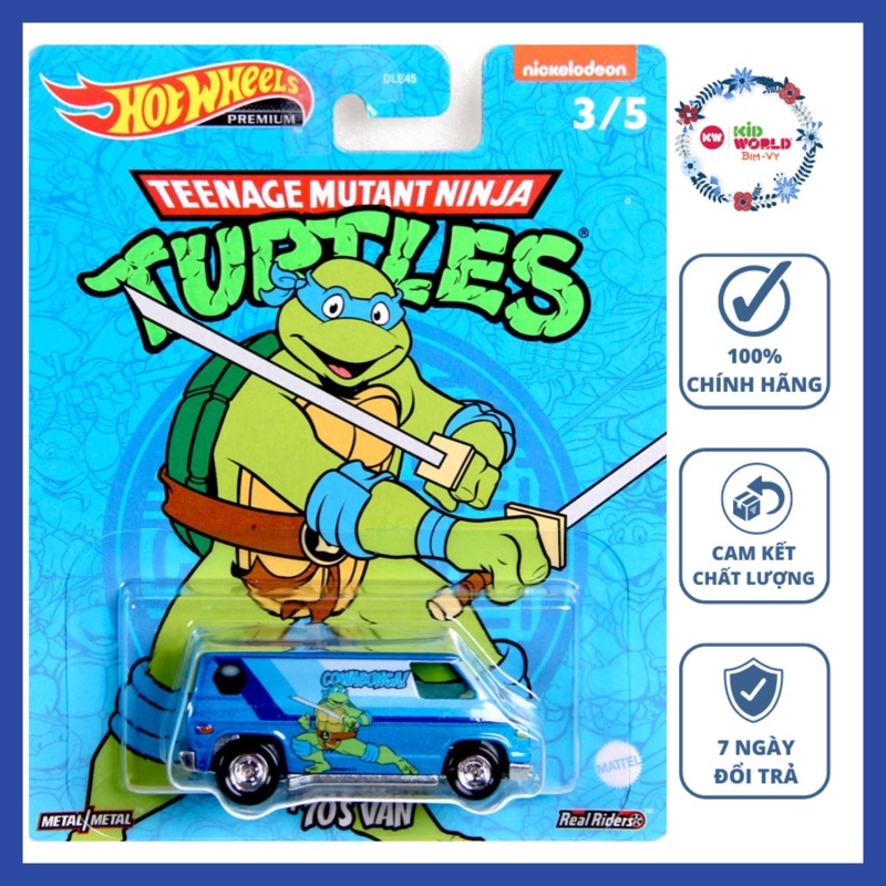 Xe mô hình Hot Wheels Premium Teenage Mutant Ninja Turtles Series '70s Van HCN89, bánh cao su.