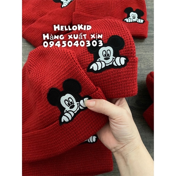 Mũ len đỏ thêu hình mickey G@p cho bé