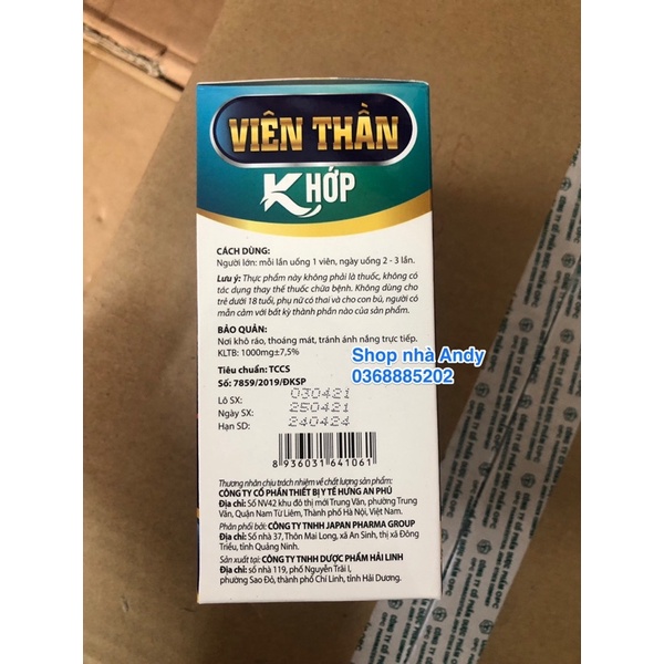 Viên Thần Khớp Giúp xương chắc khớp khỏe, ngăn ngừa thoái hóa khớp, tái tạo mô sụn, giảm viêm khớp, đau khớp