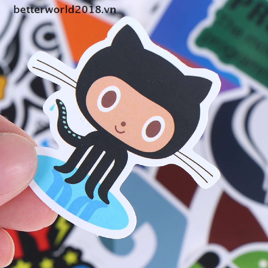 Set 50 Sticker Lập Trình Internet Java betterworld2018 Dùng Để Trang Trí Vali / Laptop / Xe Hơi / Guitar DIY