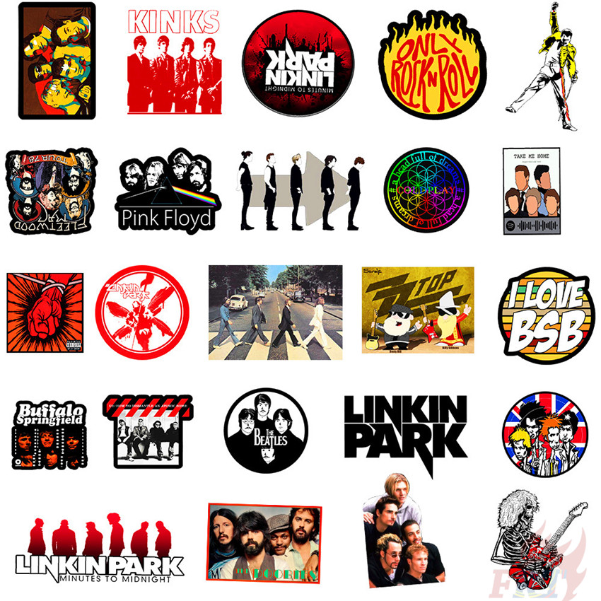 Set 50 Miếng Dán Trang Trí Hình Nhạc Rock Chống Thấm Nước
