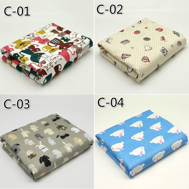 Tấm vải cotton 100% họa tiết hoạt hình đáng yêu kích thước 50*50cm may đồ cho bé