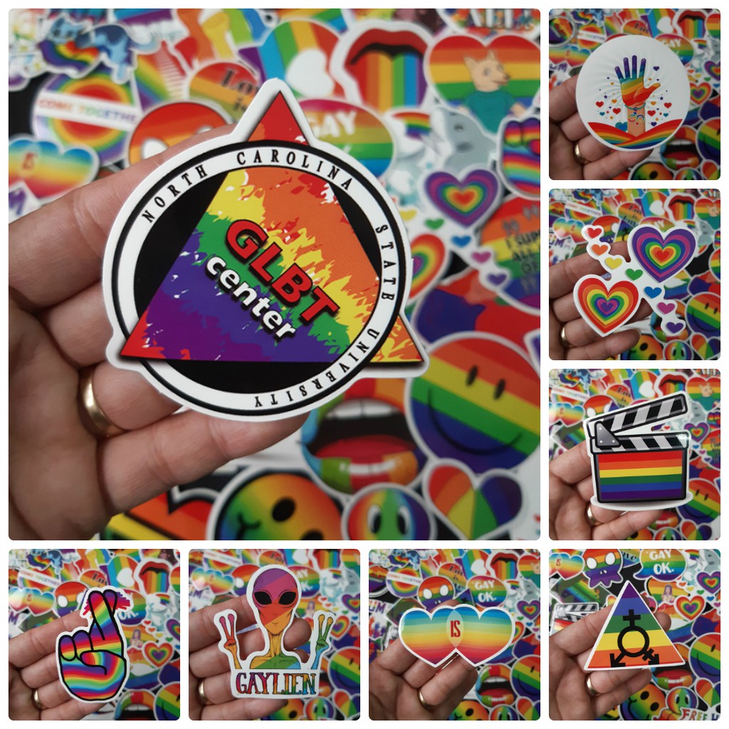 Bộ Sticker dán cao cấp chủ đề CẦU VỒNG LGBT - Dùng dán Xe, dán mũ bảo hiểm, dán Laptop...