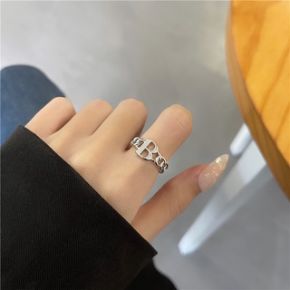 Nhẫn Hở Hợp Kim Bạc Khắc Chữ B Màu Sắc Thời Trang Có Thể Điều Chỉnh Cho Nữ