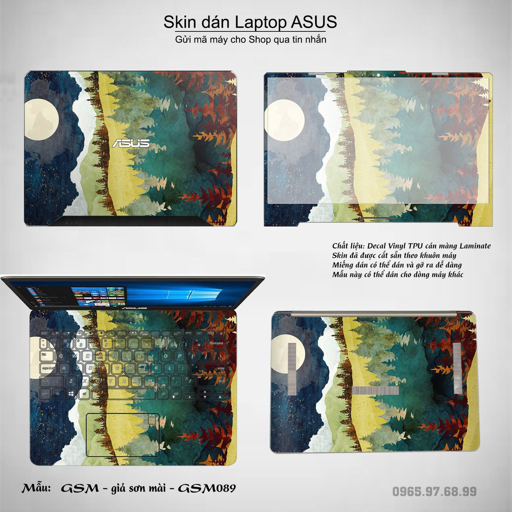 Skin dán Laptop Asus in hình giả sơn mài (inbox mã máy cho Shop)