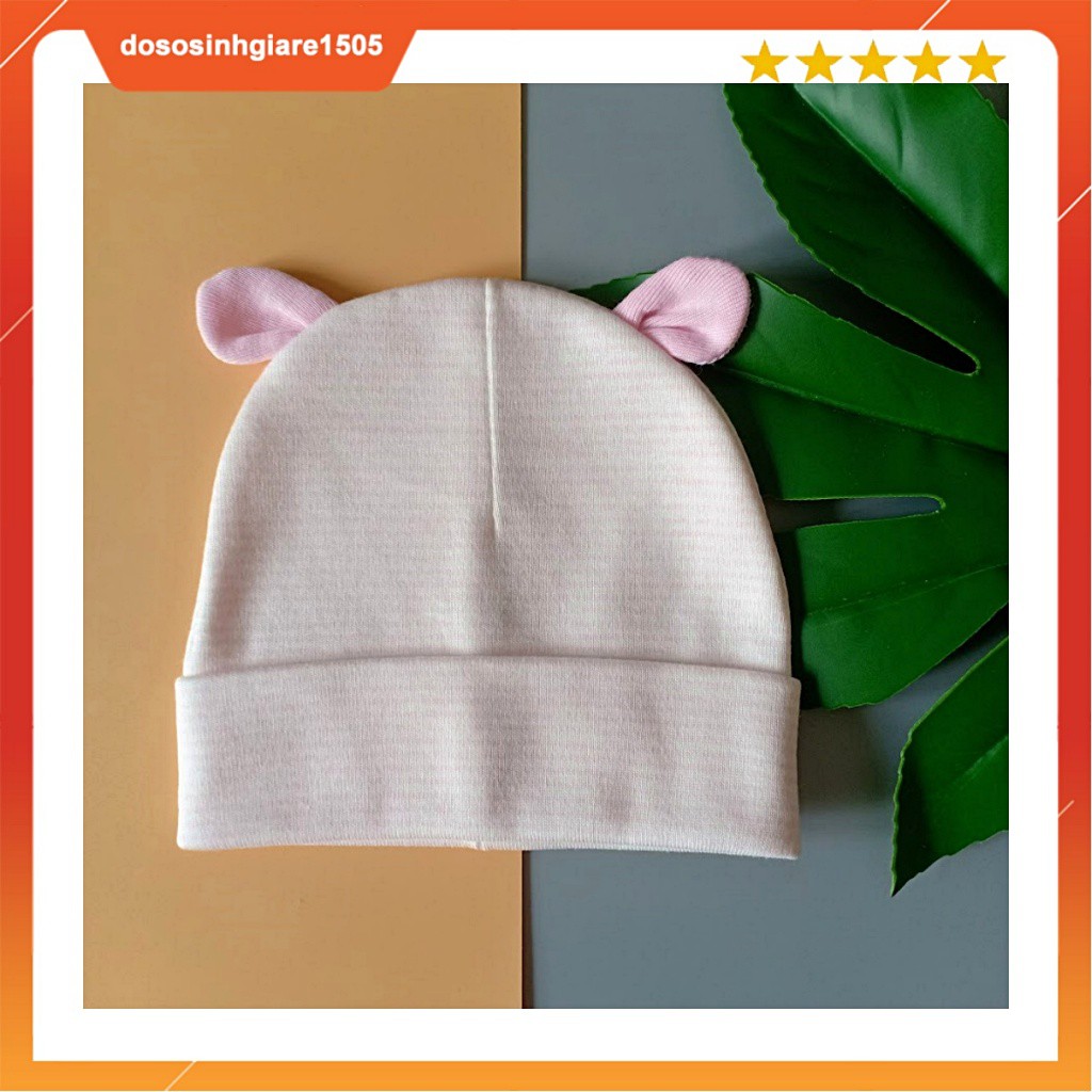 Mũ sơ sinh MÀU có TAI/ Nón sơ sinh cotton size 0-2 tháng (cho chọn mẫu)