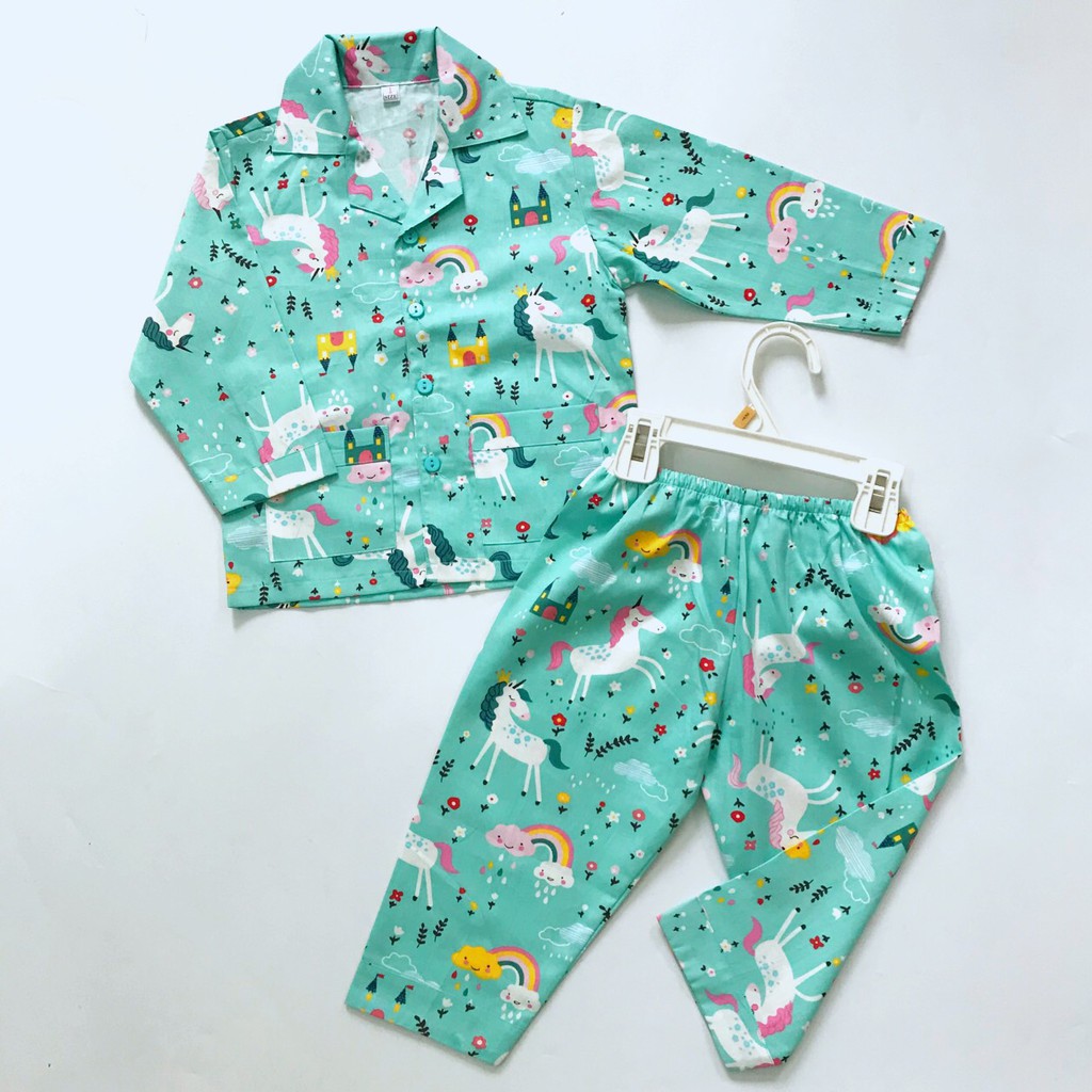 Pijama Cho Bé dài tay vải cotton hút mồ hôi - Nhiều mẫu bé trai bé gái size 10-45kg