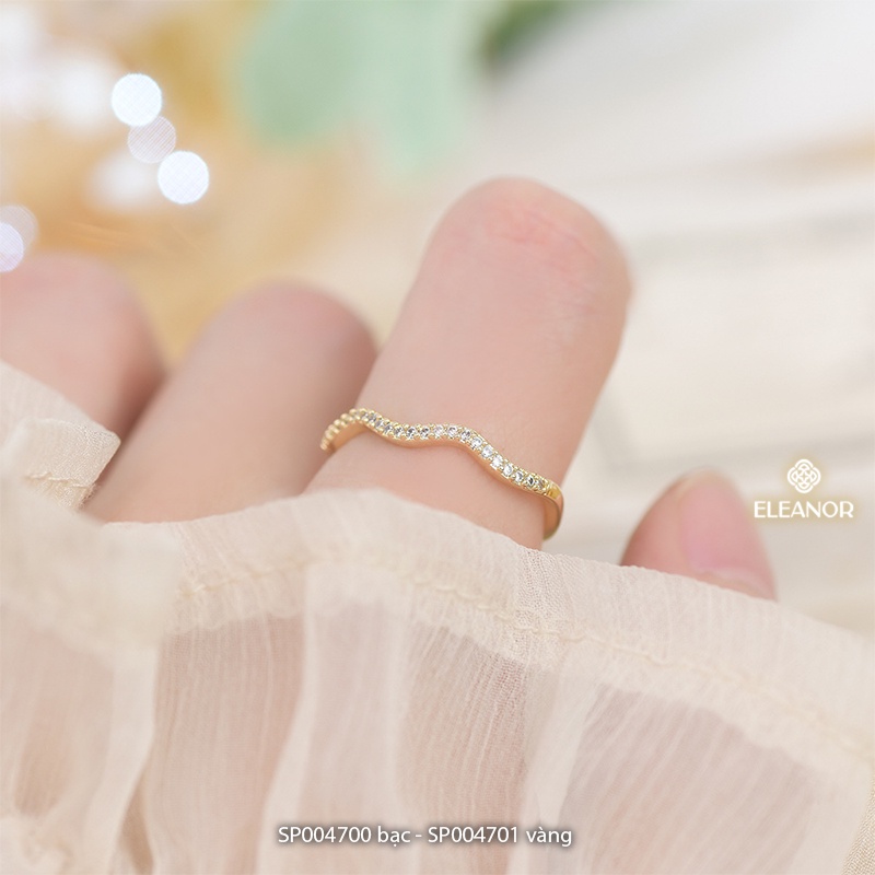 Nhẫn nữ hở bạc 925 Eleanor Accessories đính đá phụ kiện trang sức dáng lượn sóng thời trang