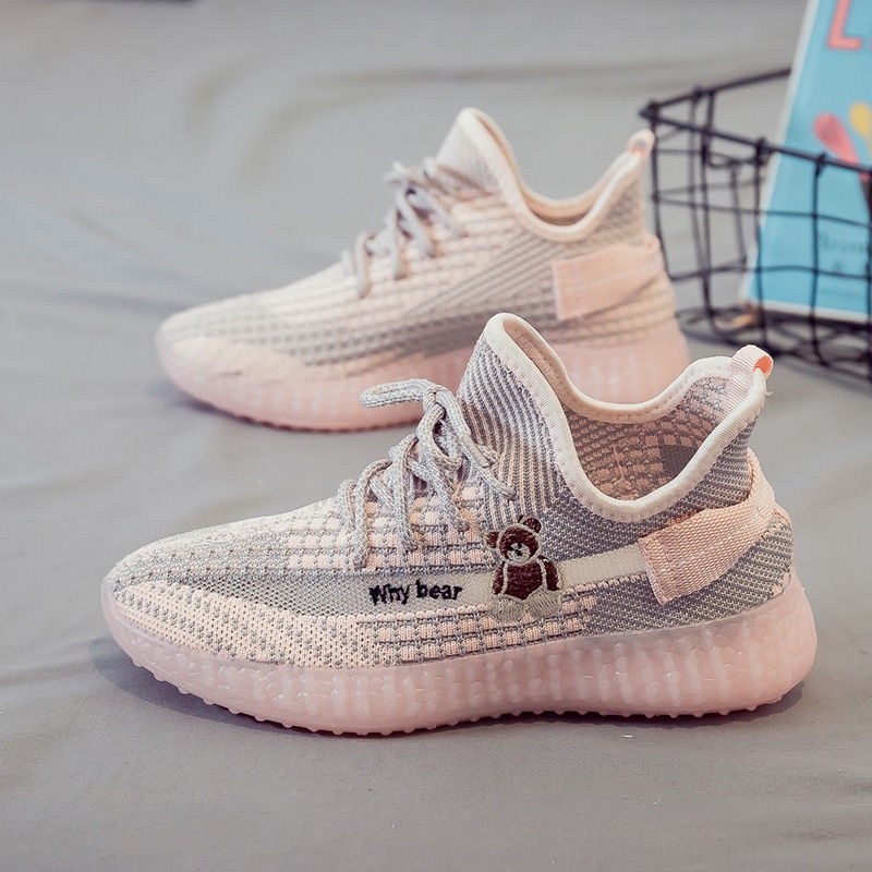 Giày thể thao thoáng khí họa tiết gấu dễ thương cho học sinh