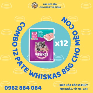 COMBO 12 Gói Pate WHISKAS JUNIOR Cho Mèo Con 80G Vị Cá Ngừ Cá Thu - CONMEOBEO