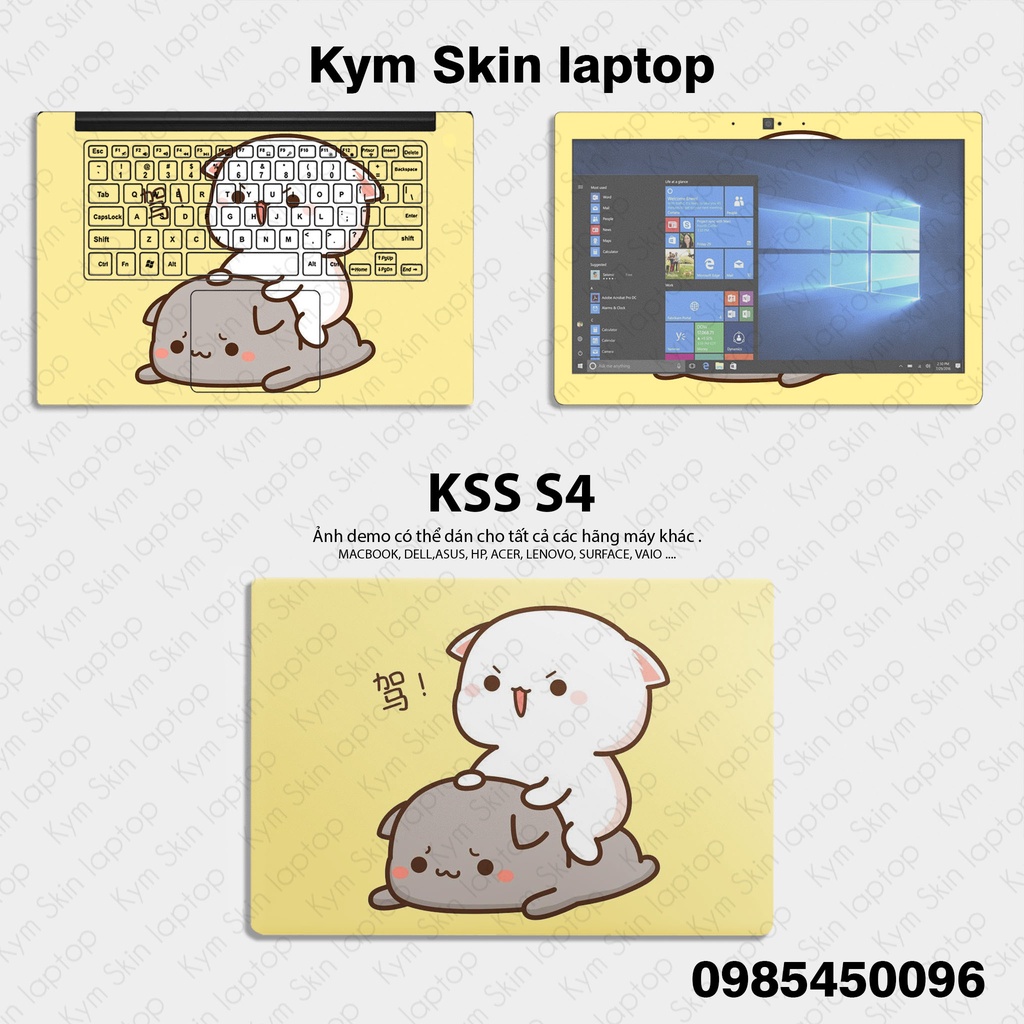 Miếng Dán Laptop Mẫu Gấu Cặp Dễ Thương - Dán Cho Tất Cả Các Dòng Máy