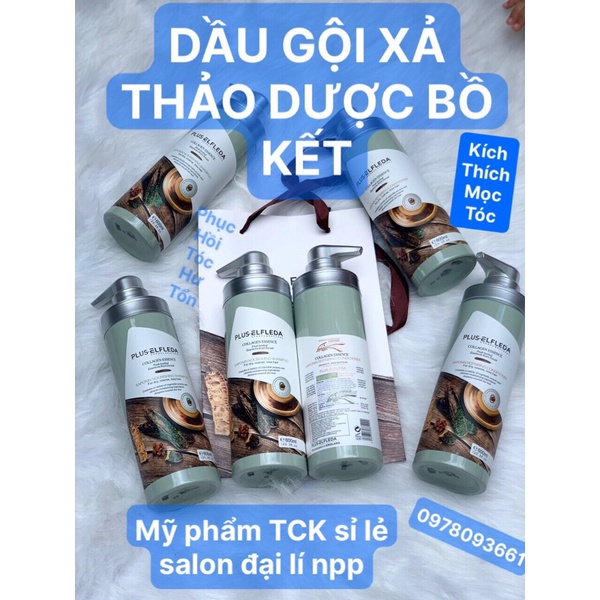 DẦU GỘI XẢ THẢO DƯỢC BỒ KẾT COLLAGEN ESSEN PLUS 600mlx2 phục hồi chống rụng tóc