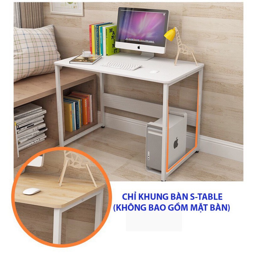 Bàn làm việc, bàn học thiết kế kiểu Hàn S-Table, T-Table khung thép mặt gỗ MDF, kích thước 60x40cm