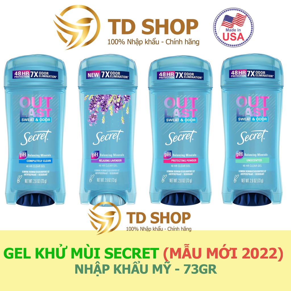 [NK Mỹ] Lăn khử mùi nữ Secret Clear Gel 73g Lavender I Protecting Powder I Completely clean - TD Shop