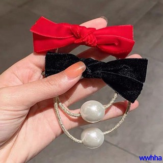 Dây cột tóc thắt nơ đính ngọc trai kiểu Hàn Quốc dễ thương cho nữ