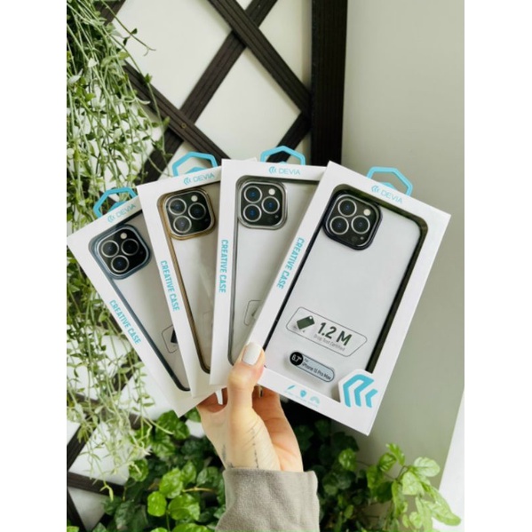 Ốp lưng DEVIA Cực Đẹp lưng trong viền màu cho Iphone 13 pro max/13/13 pro/ 12 / 12 Pro/ 12 Pro Max/ 12 mini