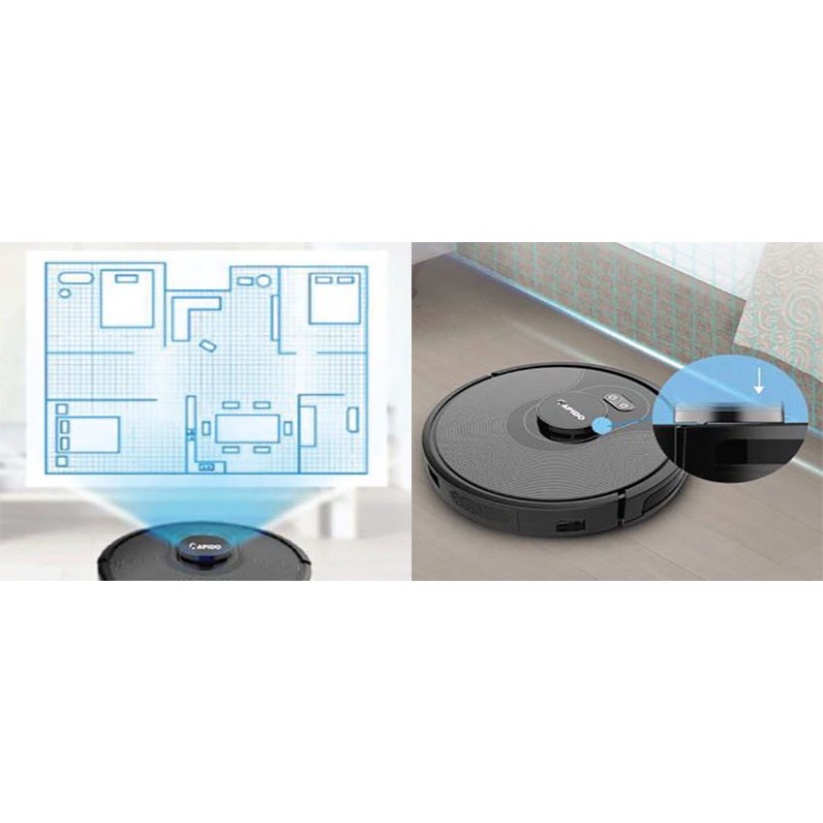 Robot Hút Bụi Lau Nhà Thông Minh Cảm Biến Độ Cao, Kết Nối Wifi Rapido R8S - TQ015 .