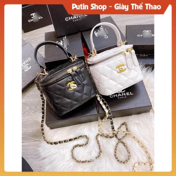 Túi xách cốp mini đeo chéo đẹp da mềm mại đi chơi, Túi sách nữ đen trắng dây xích kẻ caro siêu xinh xịn sò