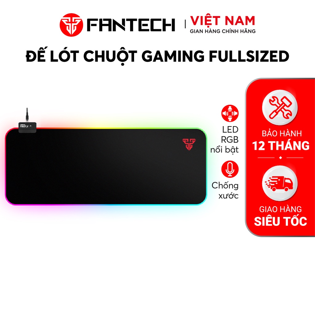 Miếng Lót Chuột Gaming Cỡ Lớn 80 x 30 x 0.4mm Fullsized FANTECH MPR800s FIREFLY Viền LED RGB 7 Chế Độ -  Hàng Chính Hãng