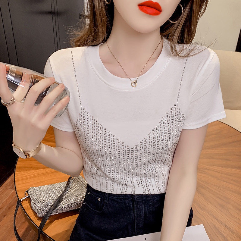 Áo Thun Đen 95% Cotton Tay Ngắn Dáng Ôm Thời Trang Mùa Hè Năng Động Cho Nữ