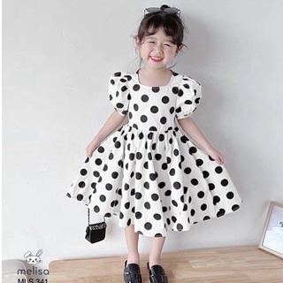 Đầm công chúa tay phồng họa tiết chấm bi hở lưng dành cho bé gái hot