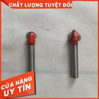 Mũi phay gỗ alu - alu hình v 6.35,8,10,12.7mm trục 6.35mm