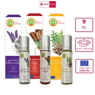 Bộ 3 Dầu gió bi lăn Hương Trầm hương & Oải Hương &Hương Quế STAR DANAPHA 9ML/Chai