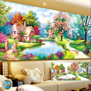 Tranh đính đá tổ ấm hạnh phúc mùa xuân 150x70 120x60cm