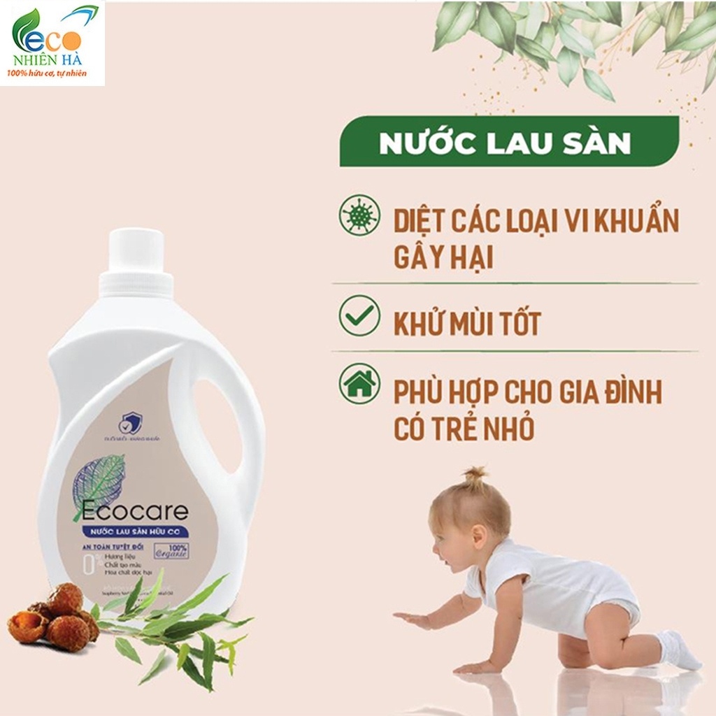 Nước lau sàn ECOCARE 1L hữu cơ, nước lau nhà đuổi muỗi, chống trơn trượt