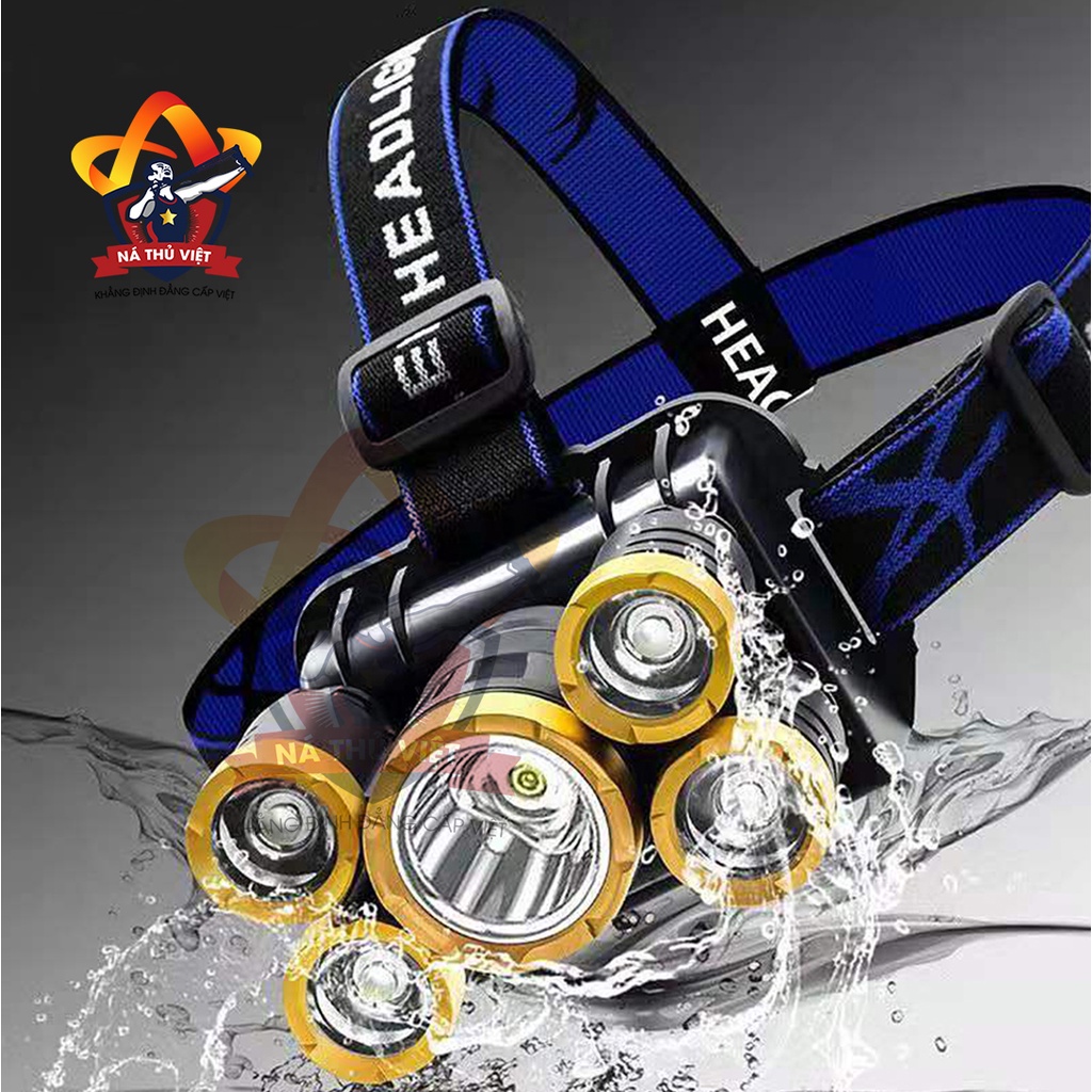 [Siêu Giảm Giá] Đèn pin đội đầu siêu sáng gồm 5 bóng đèn, sản phẩm chắc chắn, bền bỉ [YPX7]