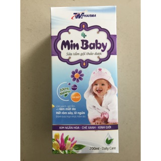 Sữa tắm gội thảo dược Min Baby dùng cho bé hỗ trợ rôm sẩy
