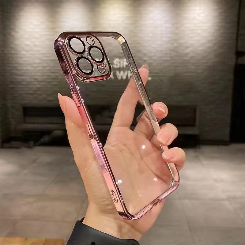 Ốp Điện Thoại Kính Trong Suốt Kèm Miếng Dán Bảo Vệ Camera Cho iPhone 12 13 Pro Max 13pro