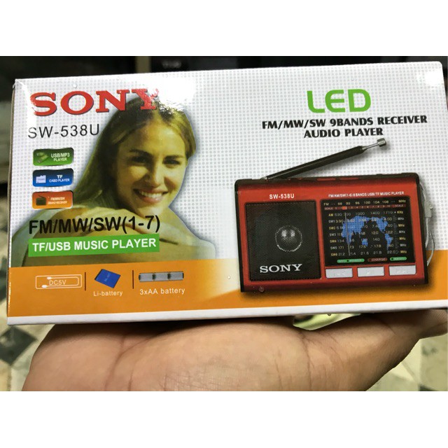 Đài Radio SONY 7 Band SW-548 Đọc Usb, Thẻ nhớ, Đèn Led