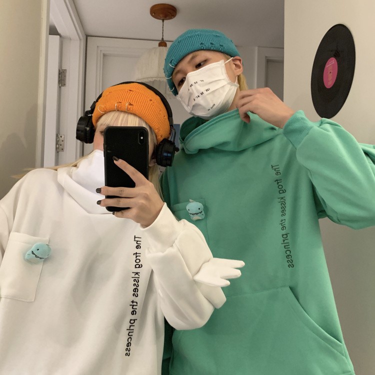 Áo Hoodie Lông Cừu Kiểu Dáng Chú Ếch Vui Nhộn Phong Cách Hàn Quốc