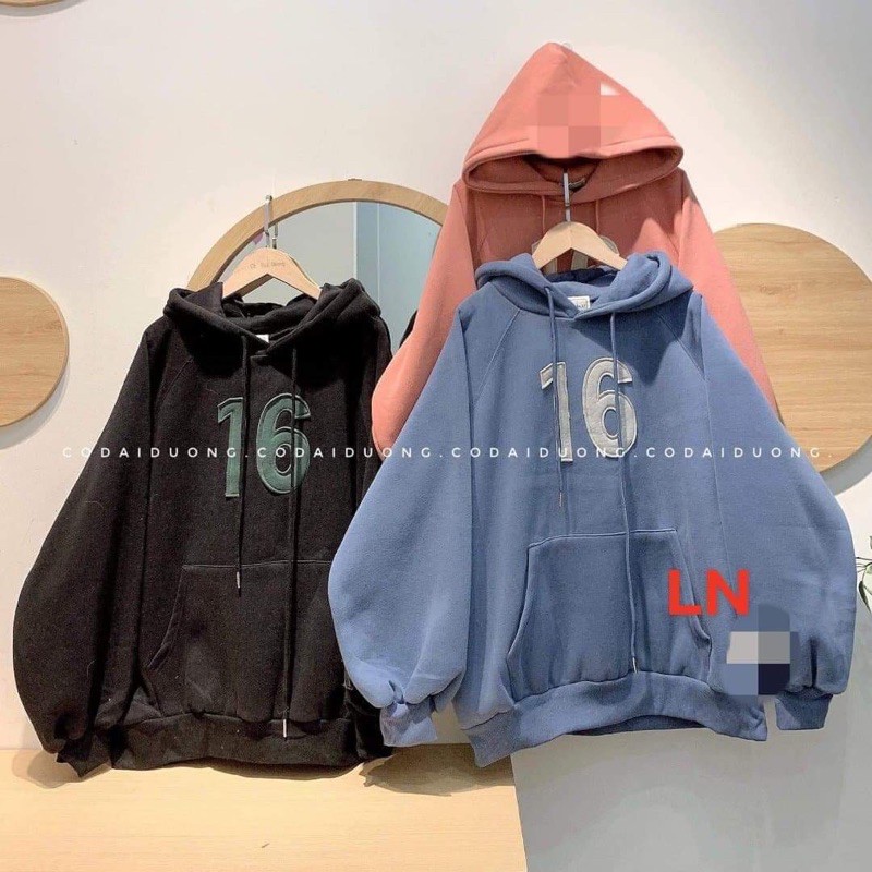 Áo hoodie số 16 to ép nổi LN11