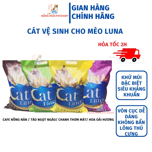 Cát vệ sinh cho mèo, cát mèo vệ sinh Luna túi 15Lít thumbnail