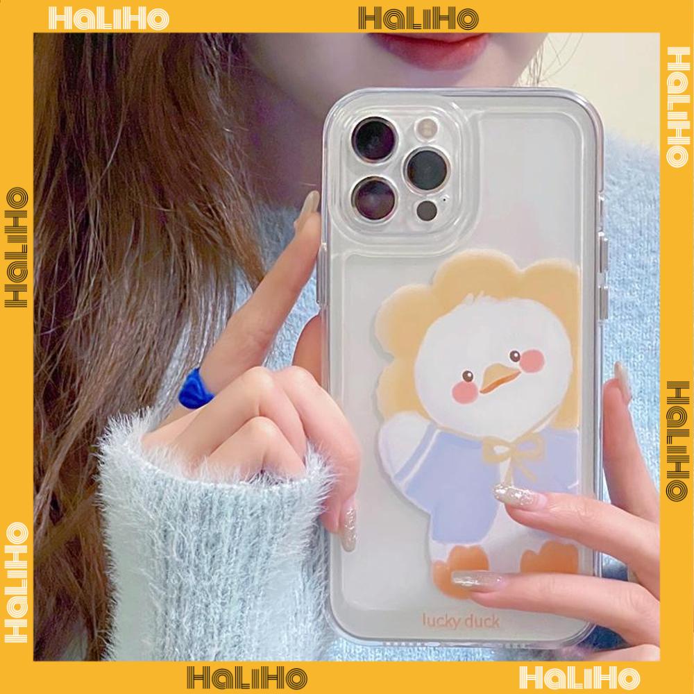 iPhone Case Clear Case Soft Thick TPU Shockproof Super Transparent Protection Camera Plating Button Duck Cartoon Cute For iPhone 13 Pro Max iPhone 12 Pro Max iPhone 11 iPhone 7Plus