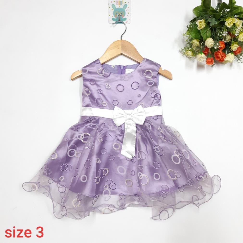 DG69-CC-01-Váy công chúa bé gái phối voan, đính nơ bụng, có dây thắt eo, 3 màu, Made in VietNam, size bé 10-11kg