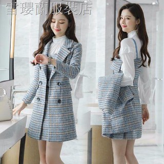 Áo khoác len dáng dài họa tiết sọc caro phong cách hàn quốc